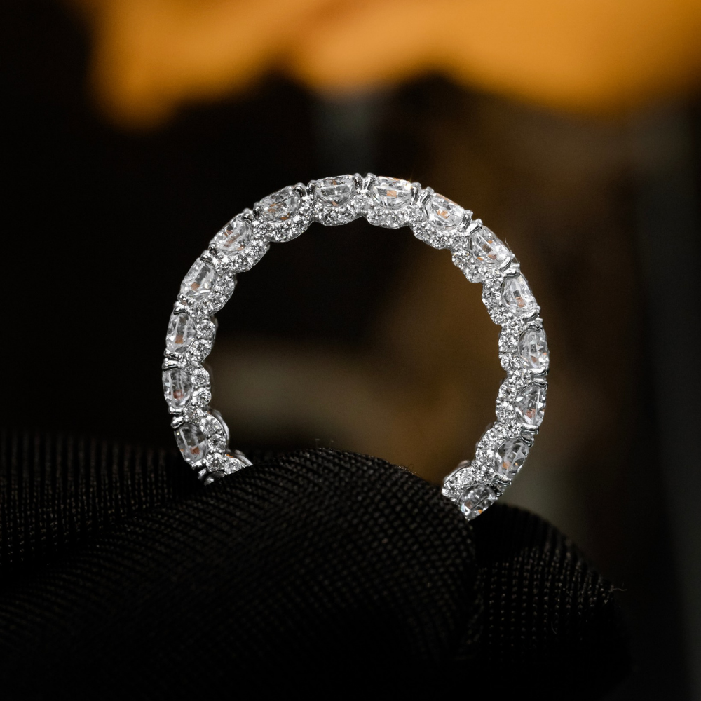 แหวน S925 ล่องหนพร้อมหิน Moissanite แบบเต็มวง